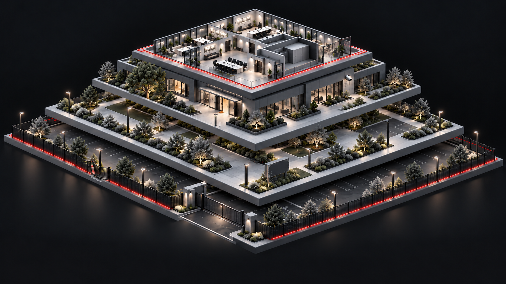 Fictional stepped facility illustration with examples of maintenance and operating conditions for assessment discussion